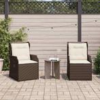vidaXL Tuinbank met kussen 2 pcs Bruin Poly rattan, Tuin en Terras, Verzenden, Nieuw