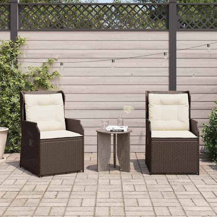 vidaXL Tuinbank met kussen 2 pcs Bruin Poly rattan, Tuin en Terras, Tuinsets en Loungesets, Nieuw, Verzenden