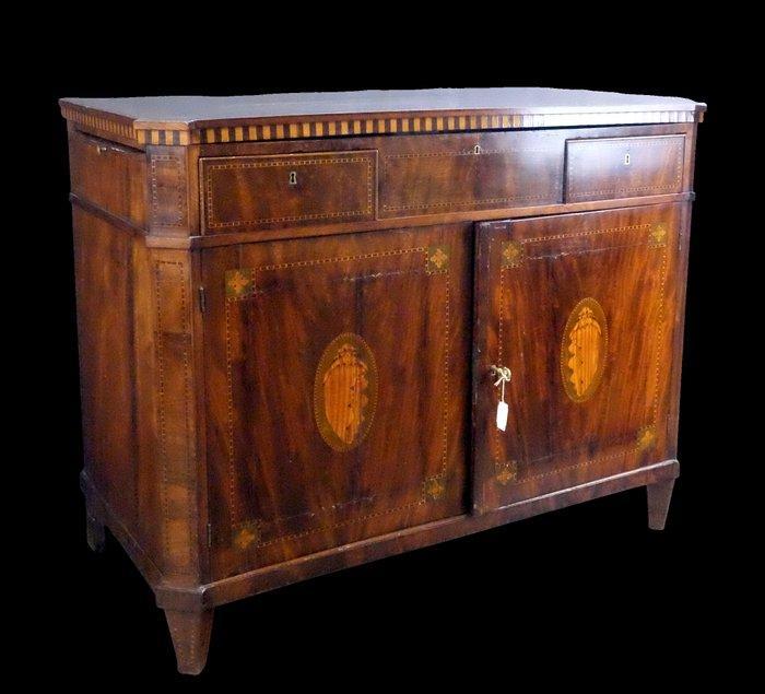 Buffet - Acajou, Marqueterie, Étain, Antiquités & Art, Antiquités | Meubles | Chaises & Canapés