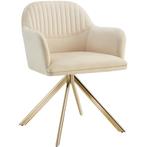tectake Lona fluwelen draaistoel met dikke vulling - creme/g, Huis en Inrichting, Stoelen, Verzenden, Nieuw