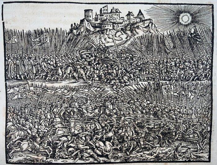 Heinrich Vogtherr - woodcut leaf - Sack of Strasbourg (451),, Antiek en Kunst, Antiek | Boeken en Manuscripten