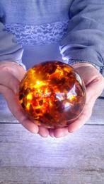 Ambre baltique + abeille inclus dans une sphère sur un, Verzamelen, Mineralen en Fossielen