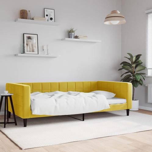 vidaXL Slaapbank 100x200 cm fluweel geel, Huis en Inrichting, Slaapkamer | Bedden, Nieuw, Verzenden