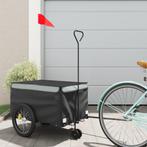 vidaXL Fietstrailer 30 kg ijzer zwart en grijs, Fietsen en Brommers, Fietsaccessoires | Aanhangwagens en Karren, Verzenden, Nieuw