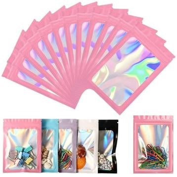 Fako Bijoux® - 48 Roze Holografische Folie Zip Lock Zakjes - beschikbaar voor biedingen