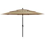 vidaXL Parasol 3-laags met aluminium paal 3,5 m taupe, Tuin en Terras, Verzenden, Nieuw