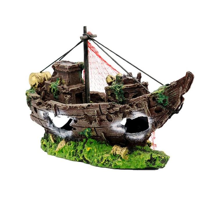 Scheepswrak 18cm / Aquariumdecoratie As-191 (Hardscaping), Dieren en Toebehoren, Vissen | Aquaria en Toebehoren, Gevuld zeewateraquarium