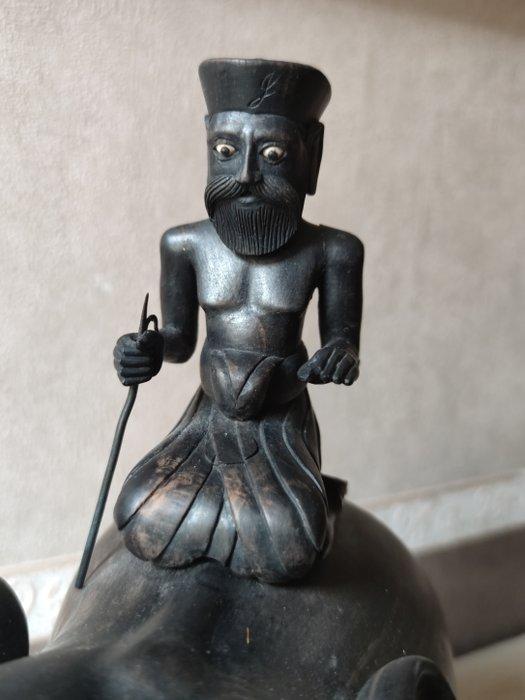 sculptuur, Éléphant et cornac - 29 cm - Ebbenhout, Antiek en Kunst, Kunst | Niet-Westerse kunst