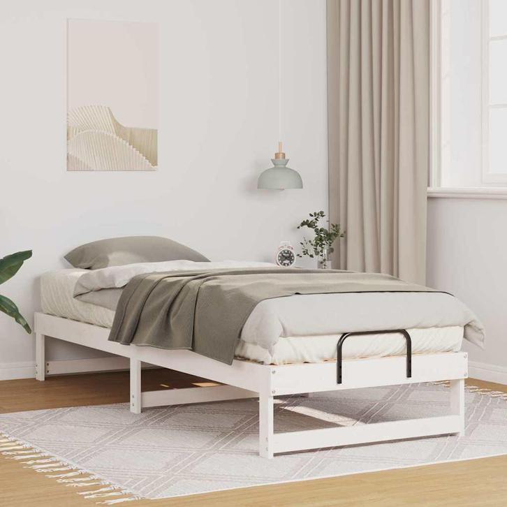 vidaXL Bedframe Wit 90 x 210 cm Massief grenenhout, Huis en Inrichting, Slaapkamer | Bedden, Nieuw, Verzenden