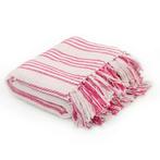 vidaXL Plaid strepen 160x210 cm katoen roze en wit, Huis en Inrichting, Verzenden, Nieuw