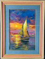 Italiaanse school (XX) - Marina con barca al tramonto, Antiek en Kunst