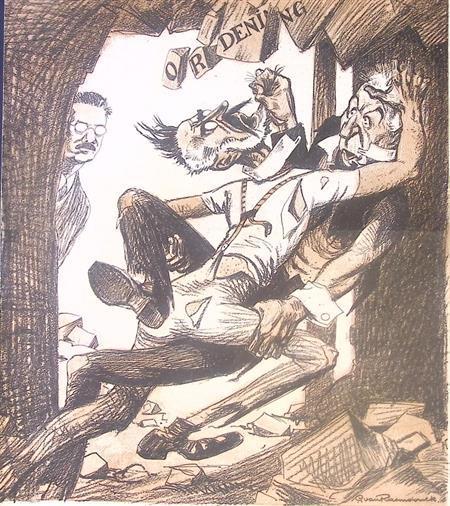 De rivaliteit tussen Aalberse en Colijn op spotprent, Antiek en Kunst, Kunst | Litho's en Zeefdrukken, Verzenden