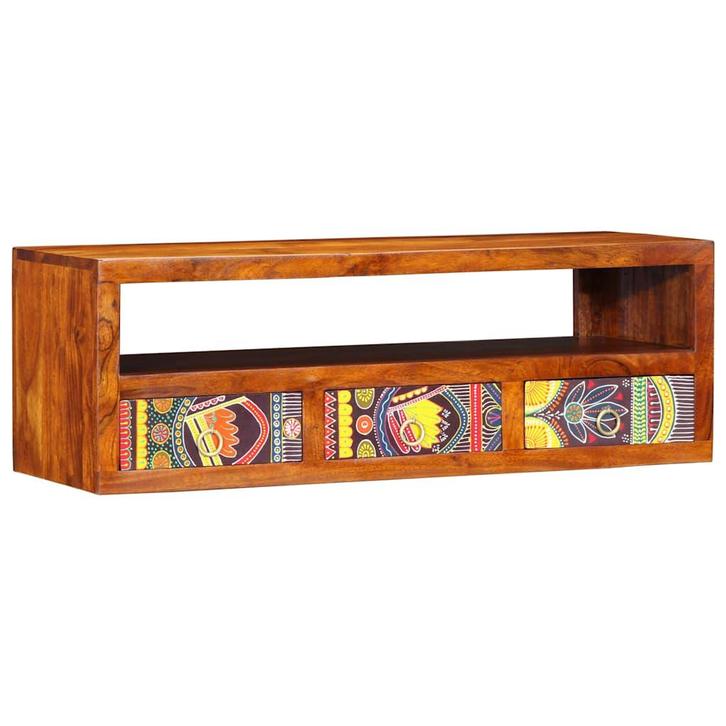 vidaXL Tv-wandmeubel 90x30x30 massief acaciahout meerkleurig, Huis en Inrichting, Woonaccessoires | Cd- en Dvd-rekken, Nieuw, Verzenden