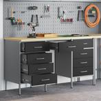 vidaXL Werk Cabinet met lade met opslag 3 pcs Zwart 150 x 55, Verzenden, Nieuw