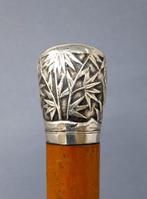 Wandelstok - Wit metaal - Edwardiaanse stijl met