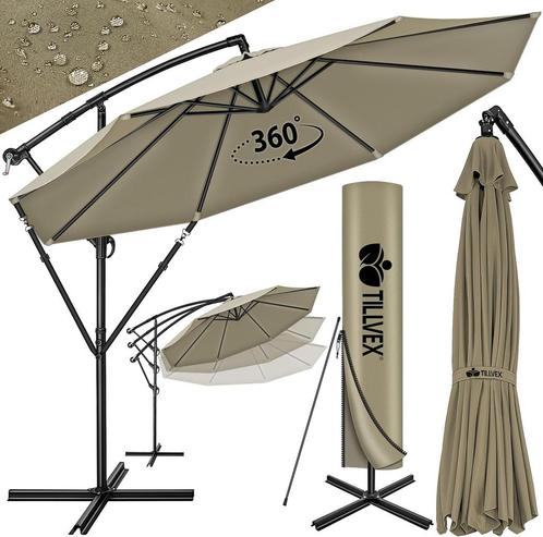 tillvex Aluminium parasol + afdekking Ø 300 cm met zwengel,, Tuin en Terras, Overige Tuin en Terras, Verzenden