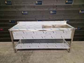 Wastafel | dubbele wasbak | RVS | 200 cm