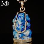 Lapis lazuli - Ganesha uitgehouwen - zilveren hanger –