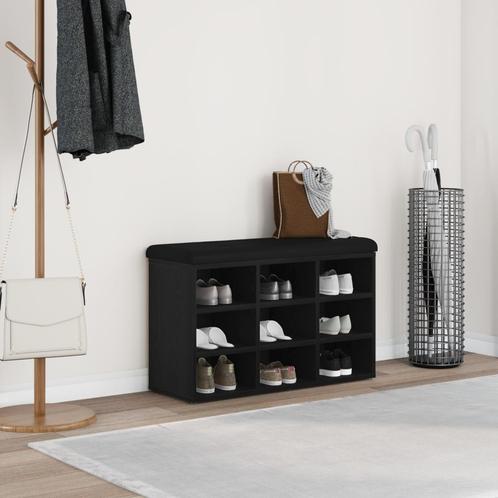 vidaXL Opslagbank Zwart Eiken 80x30x48 cm Engineered Wood, Huis en Inrichting, Overige Huis en Inrichting, Nieuw, Verzenden