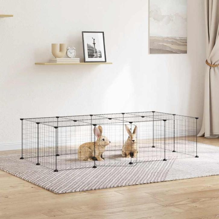 vidaXL Huisdierenkooi met deur 20 panelen 35x35 cm staal, Animaux & Accessoires, Rongeurs & Lapins | Cages & Clapiers, Envoi