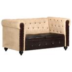 vidaXL Canapé Chesterfield à 2 places Marron Cuir véritable
