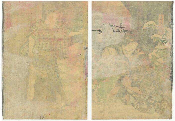 Toyokuni III- Snow Scene-Dramatic Kabuki Ukiyo-e “legendary, Antiek en Kunst, Antiek | Overige Antiek