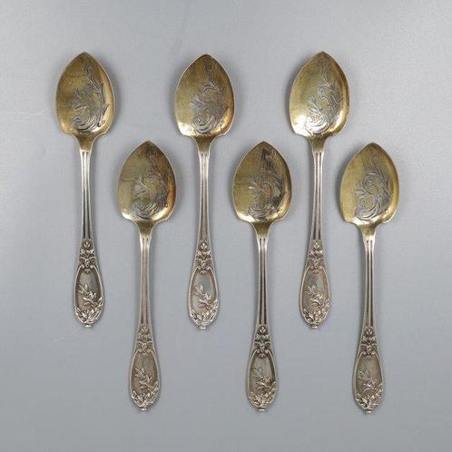 Hènin & Cie. (Parijs 1850-1900) Art-Nouveau IJslepels -, Antiek en Kunst, Antiek | Zilver en Goud