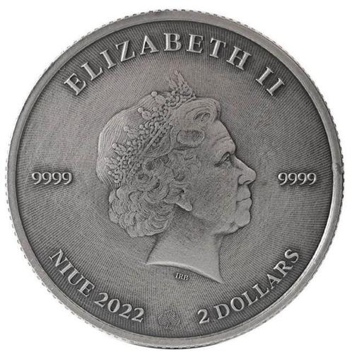 Niue. 2 Dollars 2022 1oz Niue Shamrock Antique Finish Silver, Postzegels en Munten, Munten | Europa | Niet-Euromunten