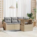 vidaXL 5-delige tuinset met kussens, beige poly rattan en, Verzenden, Nieuw, Tuinset