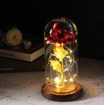 Kunst Roos in Glazen Stolp met Verlichting - Zijden Rozen, Huis en Inrichting, Verzenden, Nieuw