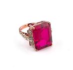 Zonder Minimumprijs - Ring - 9 kt. Roségoud, Zilver Robijn -, Nieuw