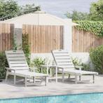 vidaXL 3-delige Tuin Loungeset Wit HDPE, Verzenden, Nieuw