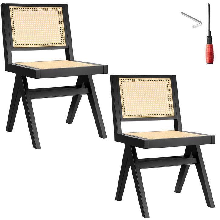 tectake Houten stoel Lizzy met Weens vlechtwerk in boho-stij, Maison & Meubles, Chaises, Envoi