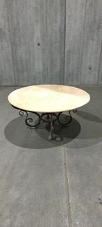 Table - marbre travertin clair et fer forgé bronzé, Fer