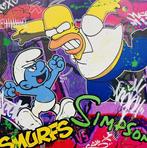 AIIROH (1987) - Smurfs Vs Simpson, Antiek en Kunst, Kunst | Schilderijen | Modern