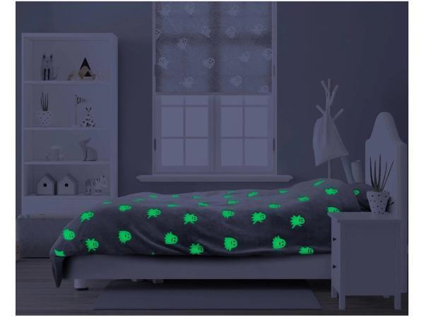 Veiling - Dekbedovertrek Glow in the dark Spooky Grey 140 x, Huis en Inrichting, Slaapkamer | Beddengoed