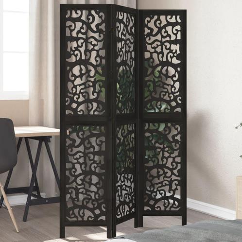 vidaXL Kamerscherm met 3 panelen massief paulowniahout zwart, Huis en Inrichting, Woonaccessoires | Overige, Nieuw, Verzenden