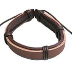 Fako Bijoux® - Armband - Leder - Cinqo - Bruin, Handtassen en Accessoires, Armbanden, Verzenden, Nieuw