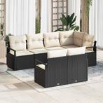 vidaXL Tuinbank Set 7 pcs Zwart Poly rattan, Verzenden, Nieuw