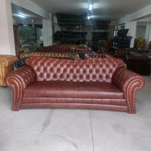 Sofa - Hout, Leder - Chesterfield-stijl, Antiek en Kunst, Curiosa en Brocante