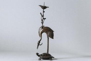 Objets bouddhiques - Support de bougie avec grue et tortue -, Antiquités & Art