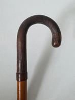 Unieke Canne de marche - Bois, Cuir, Antiquités & Art