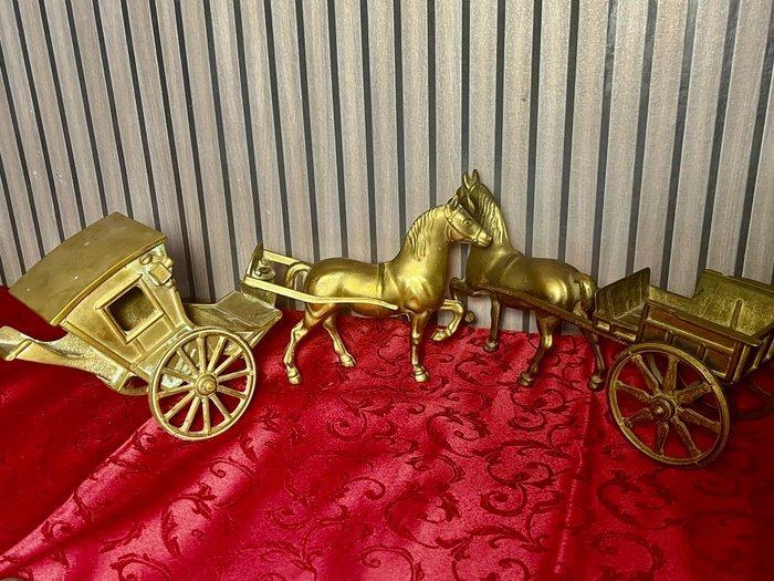 Europese Brons Verzameling koetsen die door bronzen paarden, Antiek en Kunst, Curiosa en Brocante
