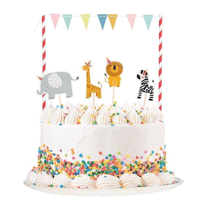 Jungle Taarttopper Jungle Dieren Set 7 delig, Hobby en Vrije tijd, Feestartikelen, Nieuw, Verzenden