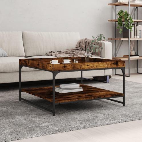 vidaXL Salontafel 80x80x45 cm bewerkt hout en ijzer gerookt, Huis en Inrichting, Tafels | Salontafels, Nieuw, Verzenden