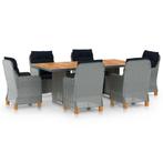 vidaXL 7-delige Tuinset met kussens poly rattan lichtgrijs, Verzenden, Nieuw, Tuinset
