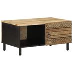 vidaXL Salontafel 80x50x40 cm massief ruw mangohout zwart, Huis en Inrichting, Verzenden, Nieuw