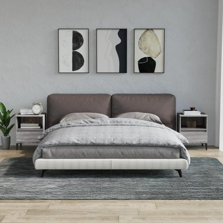 vidaXL Nachtkastjes 2 st 40x35x50 cm grijs sonoma, Huis en Inrichting, Kasten | Overige, Nieuw, Verzenden