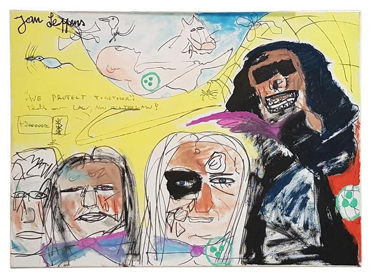 Jan Leppens: We Protect Together, Antiek en Kunst, Kunst | Schilderijen | Modern