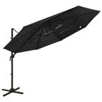 vidaXL Parasol 4-laags met aluminium paal 3x3 m zwart, Tuin en Terras, Verzenden, Nieuw